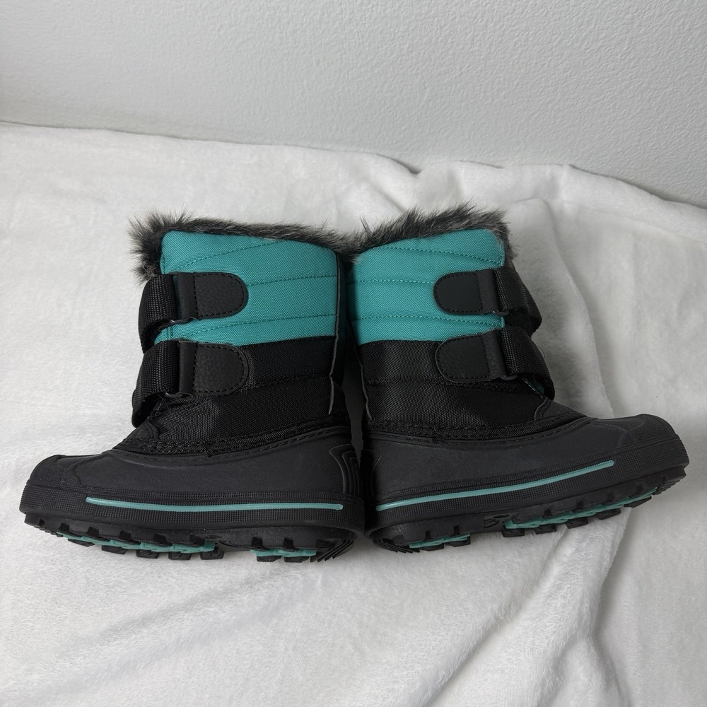 Quechua Little Kids Snow Boots Size 10 Black And Teal Faux Fur Lining Activewear - Picture 7 of 8